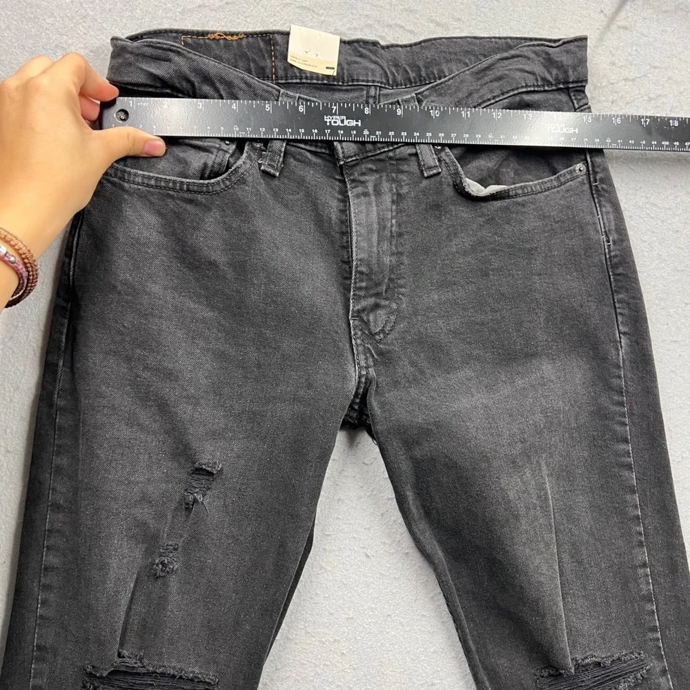 Levis 511 Slim Fit Jeans Mens 31x30 Black Distressed Stretch Denim 04511-5852